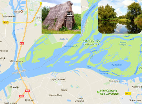 kaart Biesbosch Moerdijk Noord-Brabant